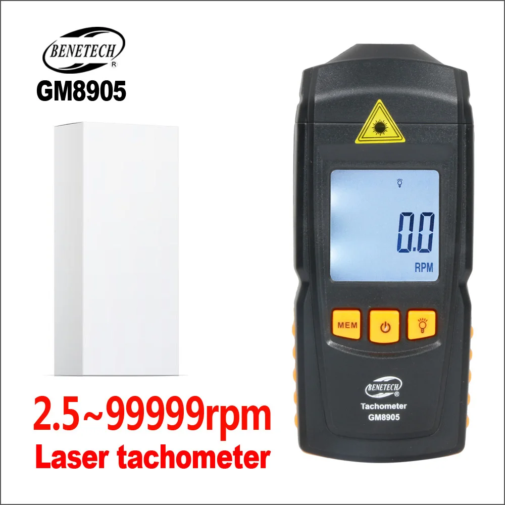 

Автоматический Тахометр BENETECH, Ручной цифровой электронный мини лазерный тахометр об/мин, портативный лазерный тахометр GM8905 2,5-99999 ОБ/мин
