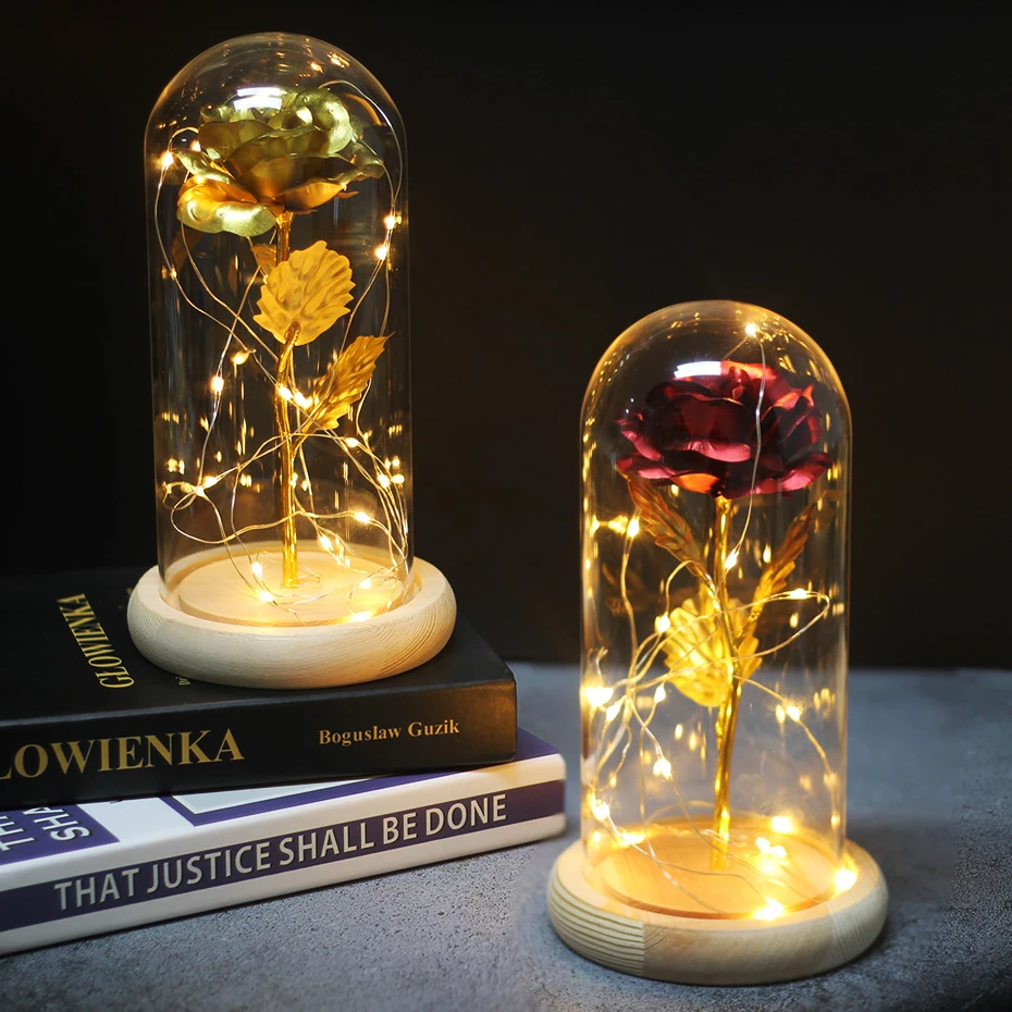 Романтический подарок Сохраненная Роза Красавица и Чудовище в стеклянном куполе