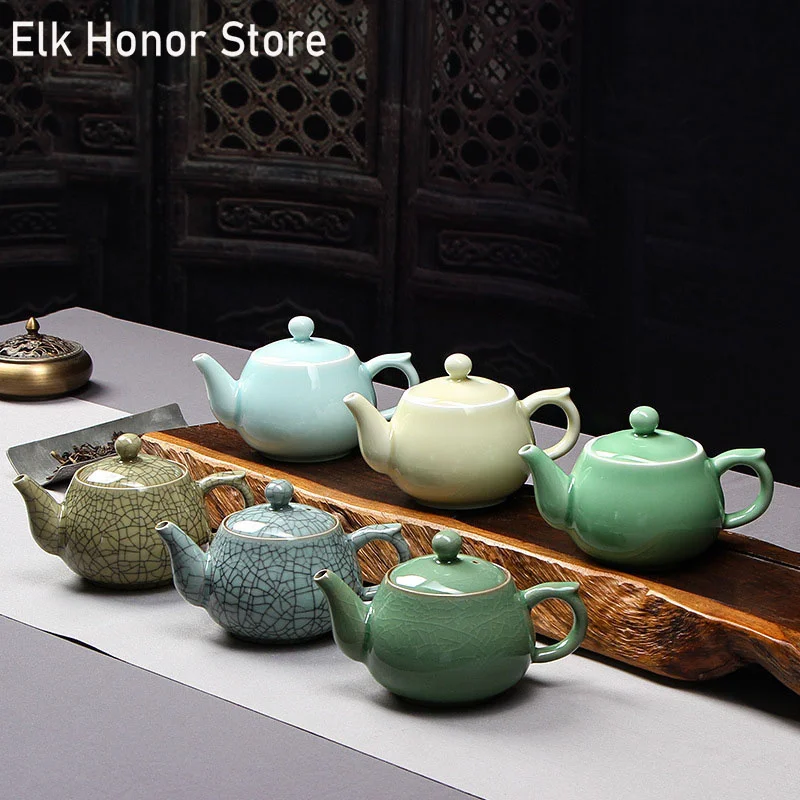 270ml Longquan Celadon Teekanne Handarbeit Die Sphärische Filter Tee Set Raw Erz China Ton Tieguanyin Teegeschirr Individuelle Geschenke