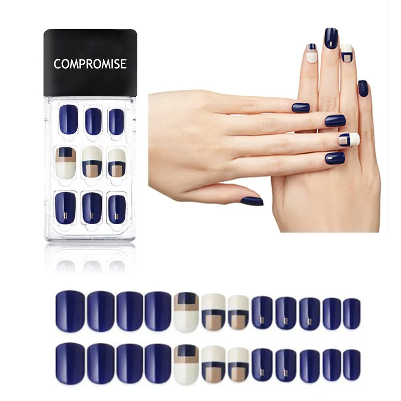 30 Вт 24 шт. сумочки в комплекте винного красного цвета с принтом накладные ногти