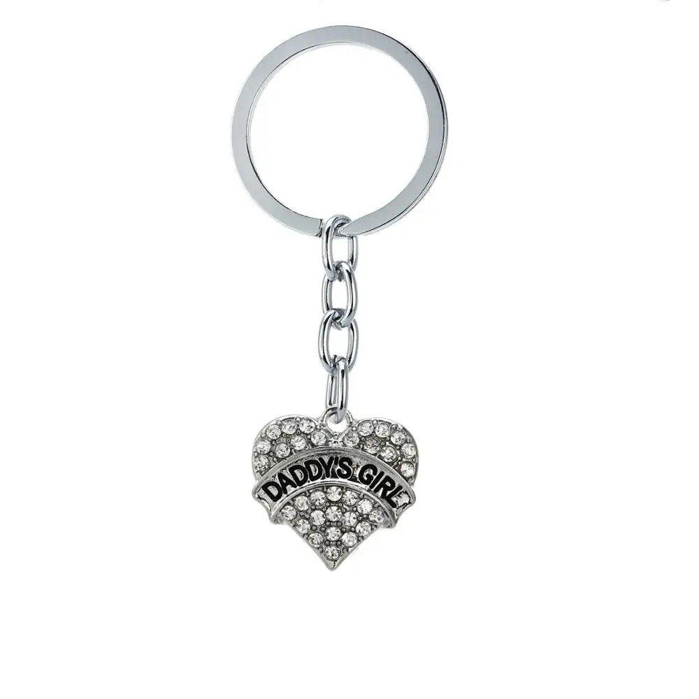

12PC Clear Heart Charm Pendant Keychains Daddy's Girl Keyrings Love Family Kids Children Christmas Gifts Jewelry Fashion