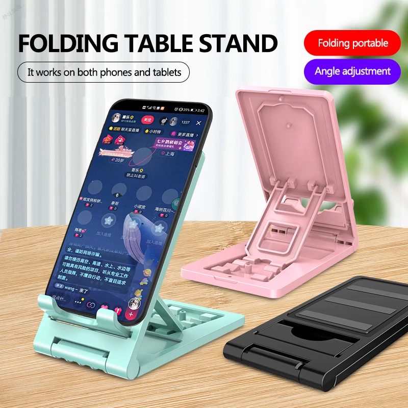

Portable Mini Mobile Phone Holder Foldable Desk Stand Holder 4 Degrees Adjustable Universal for iPhone Andorid Phone
