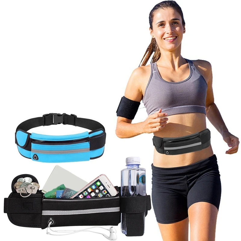

2PCS Running Belt Waist Pack with Water Bottle Holder Water Resistance Runner Belt Pouch for Hiking Fitness
