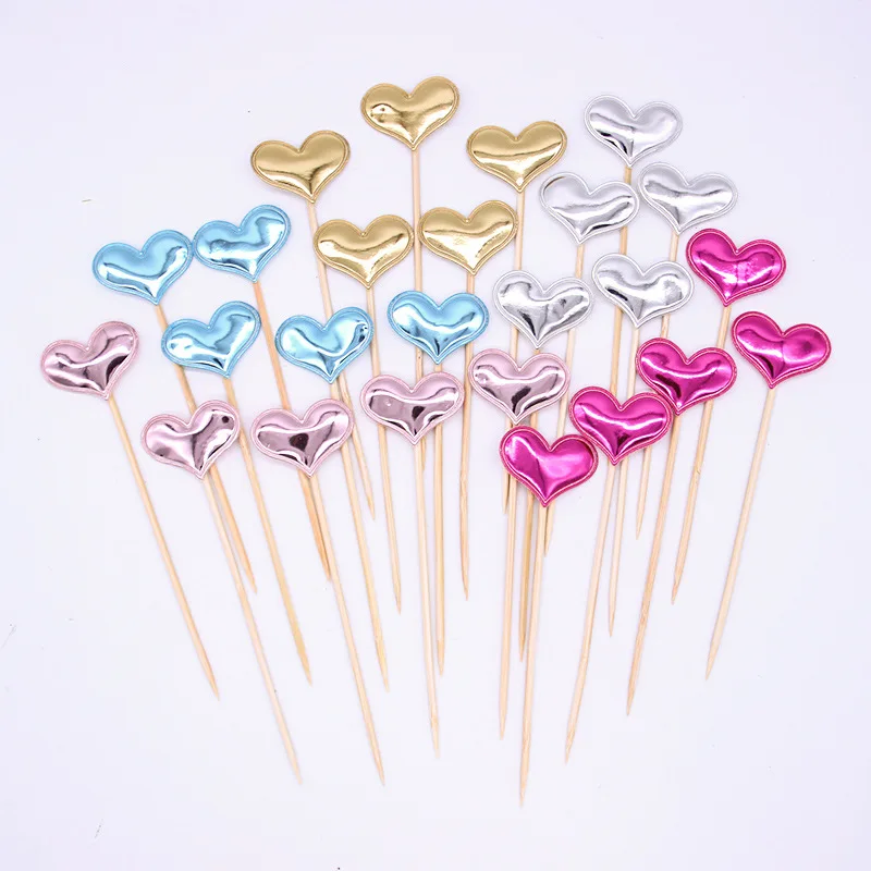

5pcs Mini Heart Star Cupcake Topper Happy Birthday cake flag Decorating Baby Shower birthday Party Cake Toppers Wedding Supplies