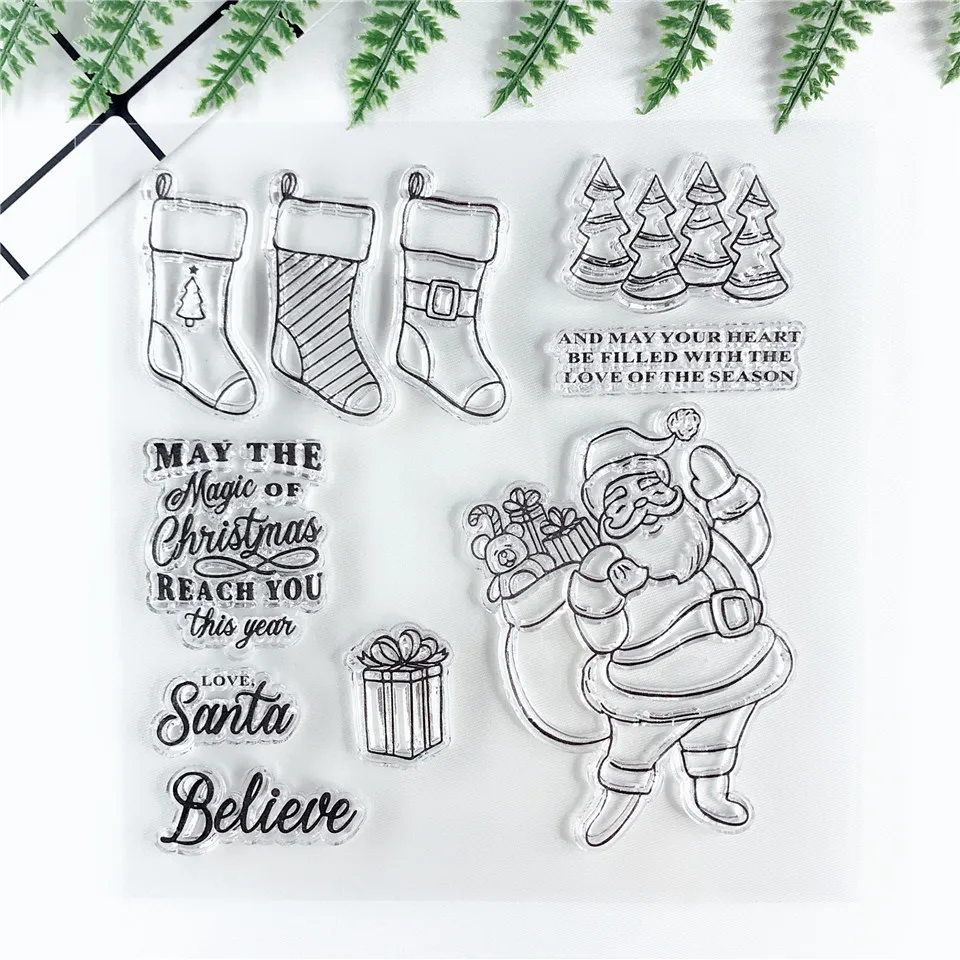 14*14 Рождество Санта Клаус прозрачные штампы печать для DIY Скрапбукинг резиновый