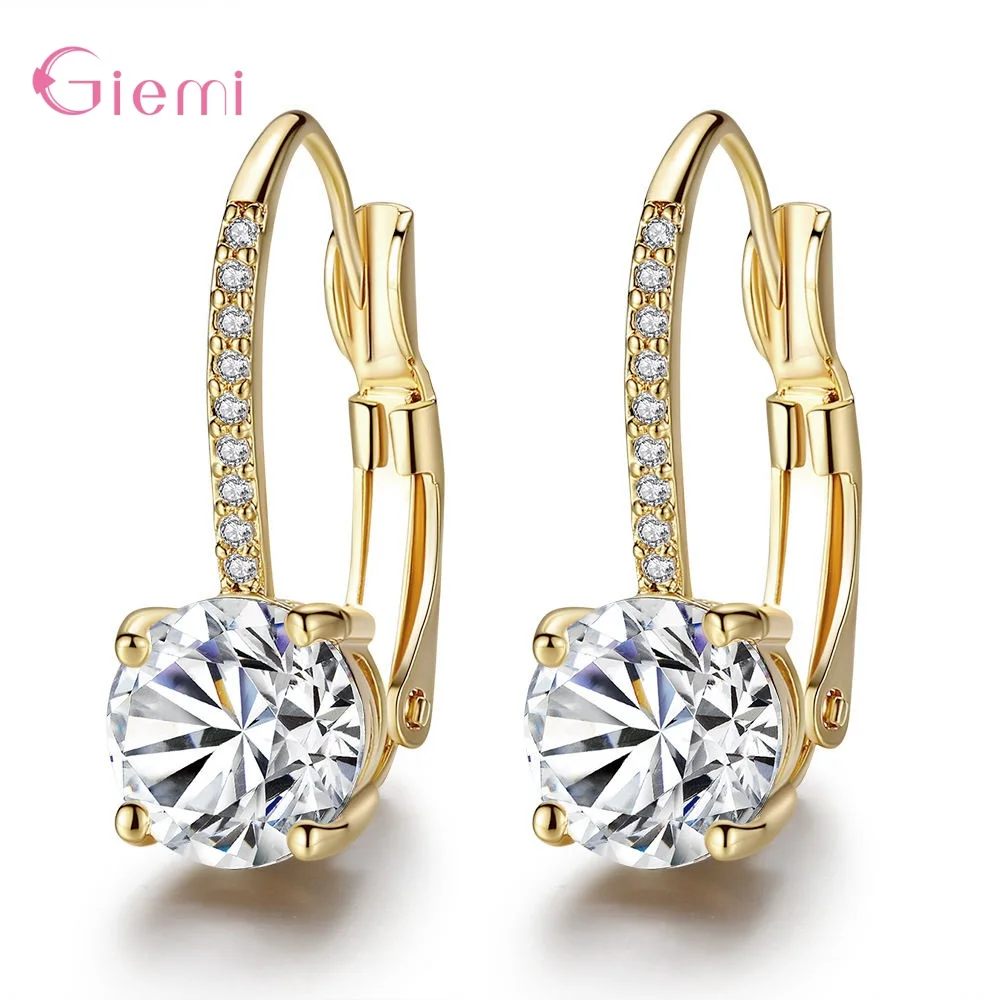 

Fashion Cubic Zirconia Hoop Earrings For Women Elegant Suqare CZ Crystal Charms Jewelry Brincos Wholesale/Retail