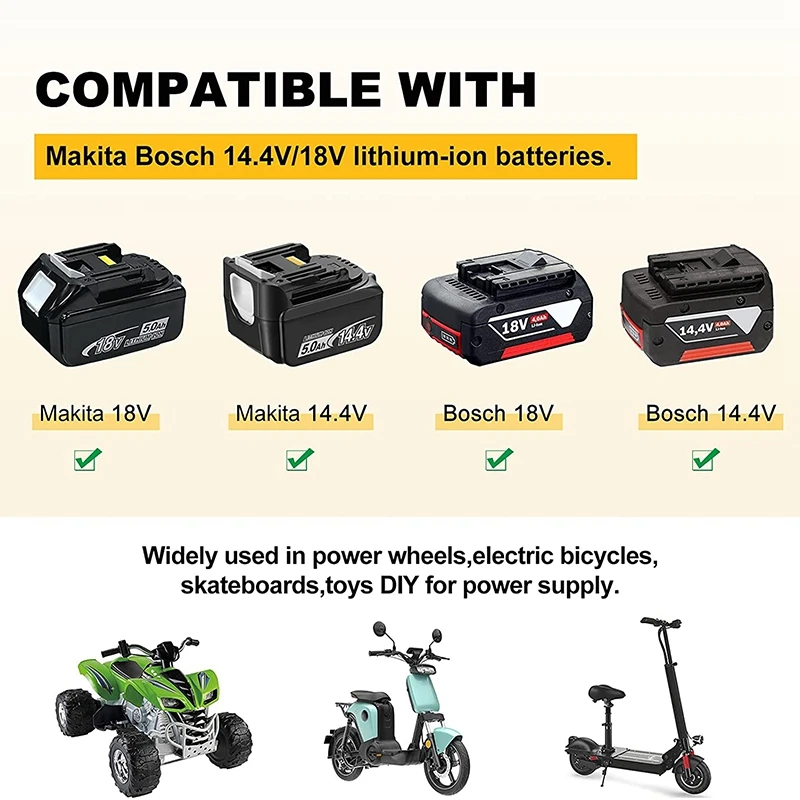 2 Packs Battery Adapter for Makita 18V Battery Power Mount Connector Adapter Dock Holder with 14 Awg Wires