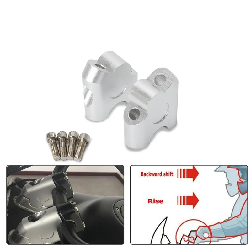 

Universal 7/8" 22mm Anodized 2 Inch Pivoting Motorcycle CNC Aluminum Handlebar Riser Clamp Mount Modification Accessories