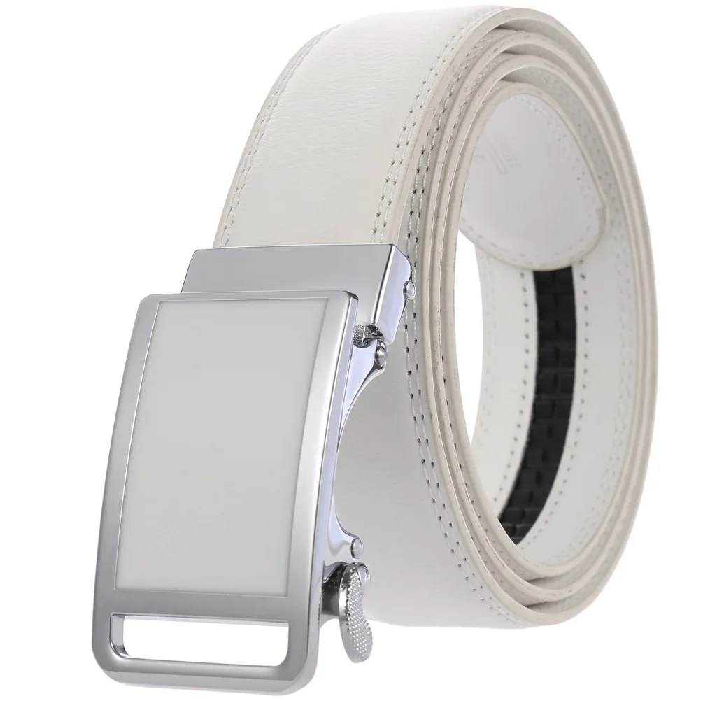 

New style men's automatic buckle belt two-layer leather casual pants