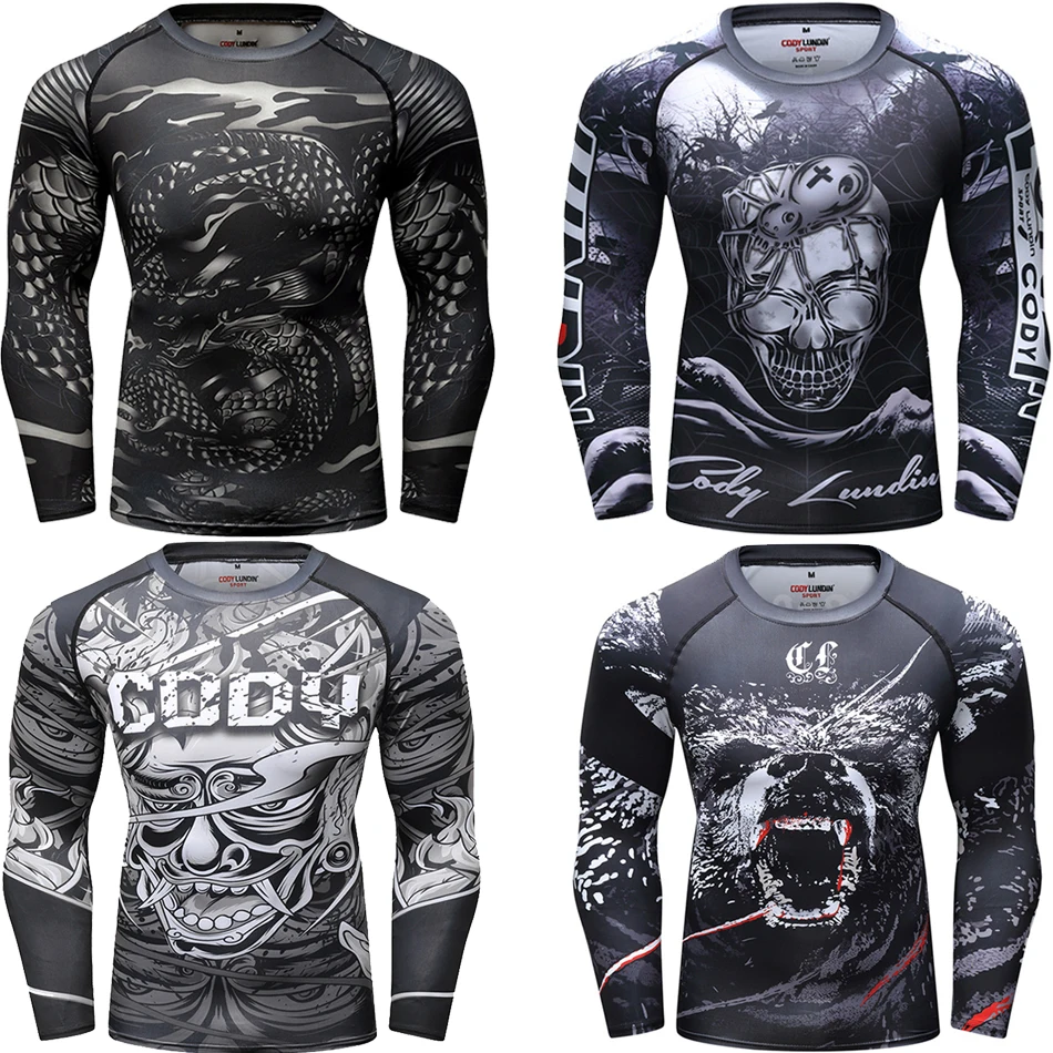Mma Футболка мужская Рашгард джиу джитсу футболка с длинным рукавом Bjj GI Muay Thai футболки фитнес боксерские майки Рашгард Mma Clothig