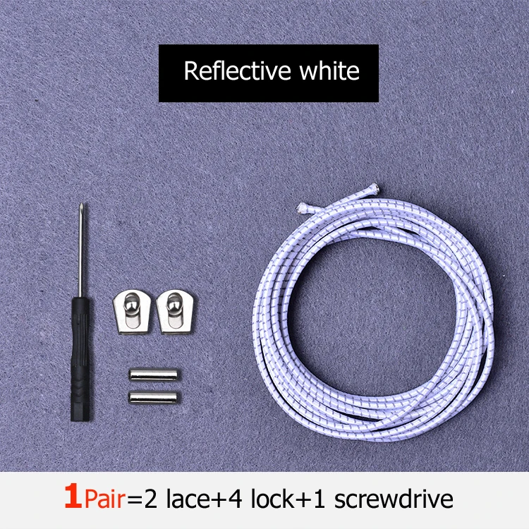 reflective white Шнурки без завязок эластичные шнурки для обуви с металлическим замком для кроссовок, походных ботинок или спортивной обуви для бега и тенниса - Цвет: reflective white