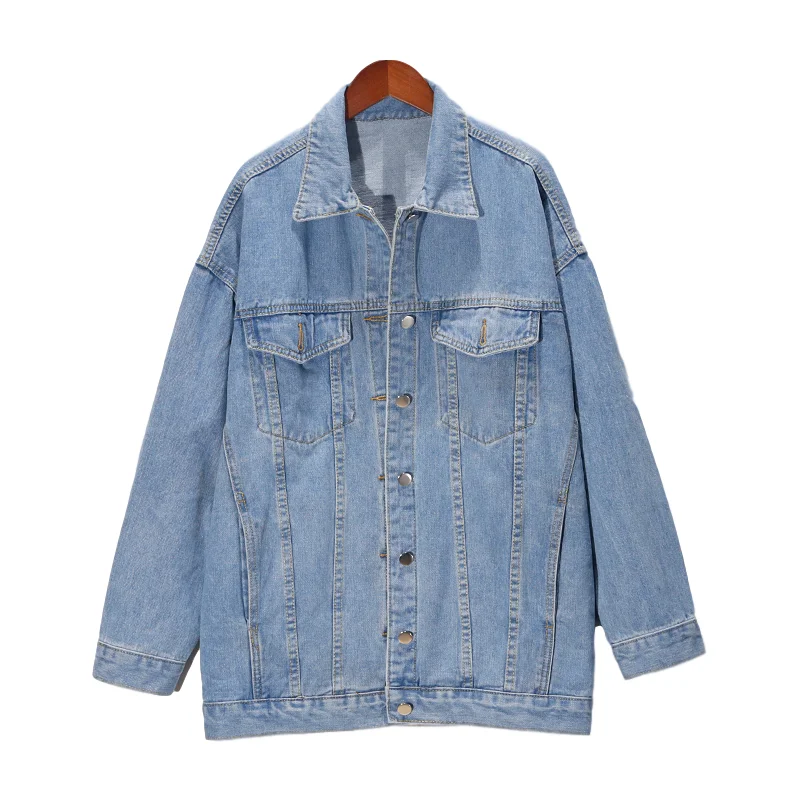 Женская джинсовая куртка в Корейском стиле Свободная Повседневная Харадзюку