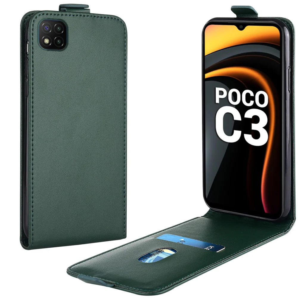 

Вертикальный кожаный чехол-книжка для Xiaomi Poco C3 MZB07RKIN mzb07рин 6,43 дюйма, чехол для Poco C3 c3, чехол для телефона