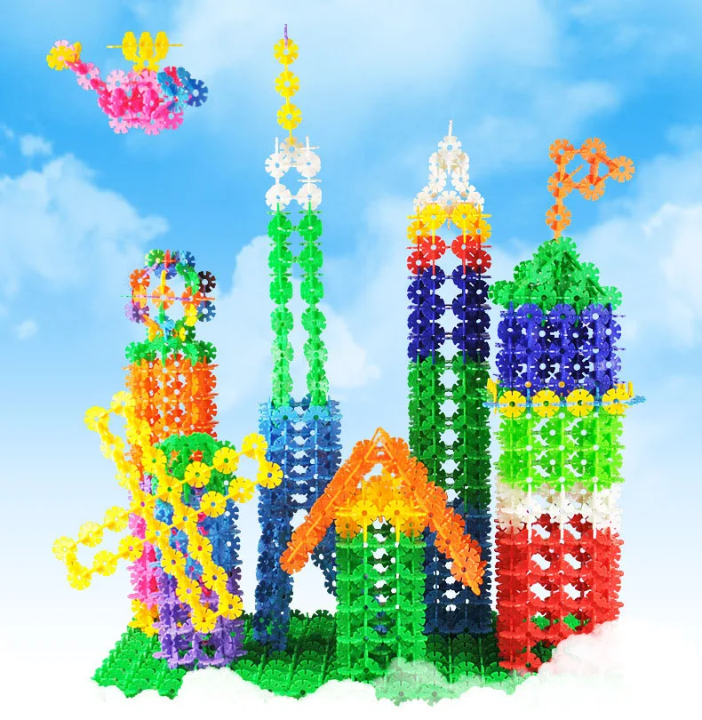 400 шт. Детский конструктор пазл Снежинка|Соединяющиеся блоки| |