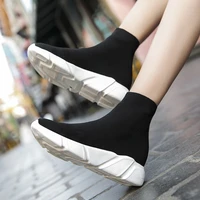 brand unisex socks shoes breathable high top women shoes flats fashion sneakers stretch fabric casual slip on ladies shoes