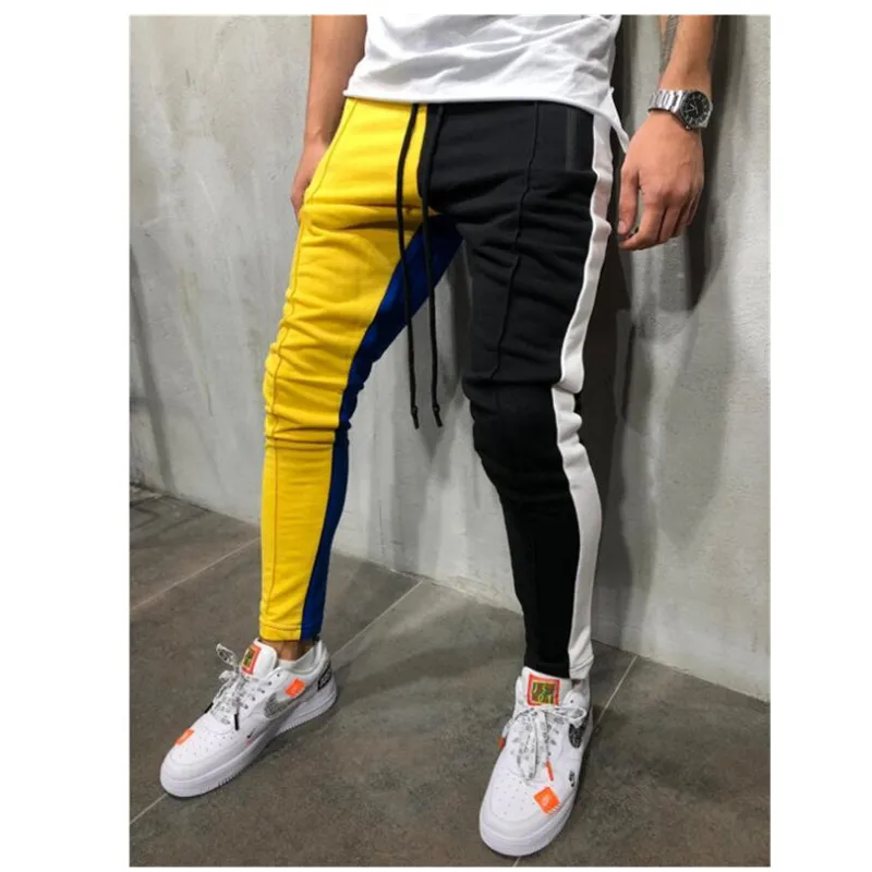 Мужские спортивные брюки прилегающего кроя с завязками полосатые штаны Цветные