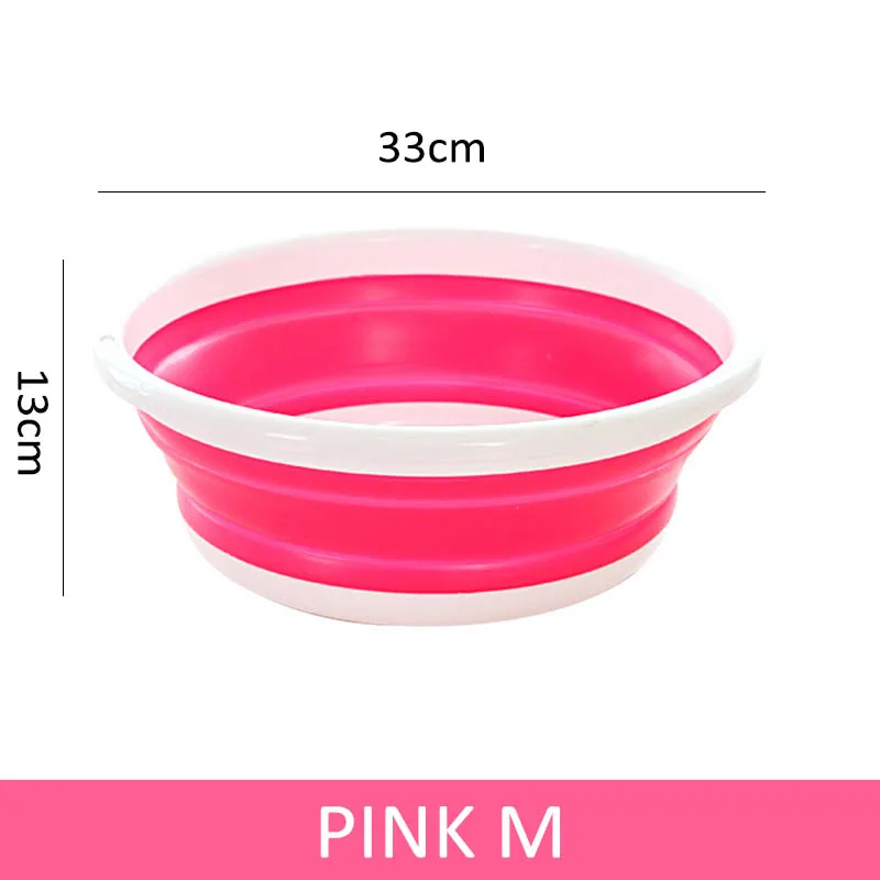pink M Складные бассейны складной умывальник высокой емкости овощная миска для фруктов экономии пространства бытовые моющие средства 1 шт - Цвет: pink M