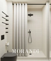 LIANGQI Roman Hole Shower Curtain Waterproof Anti-mold Fabric Thicken Imitation Linen Cloth Bathroom Partition Tools Home Decor