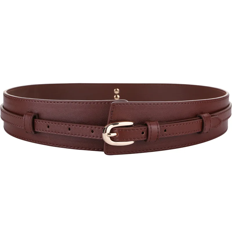 

Fashion Wide cowskin Cummerbund Women's Cummerbunds knot real leather waistbands for Dress Decorate Waist belt coat accessories