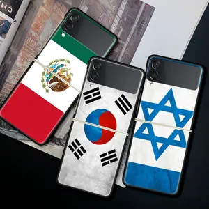case for samsung galaxy z flip 3 black hard phone cover z flip3 5g shockproof bumper zflip 3 shell fundas national flag ru fr uk free global shipping