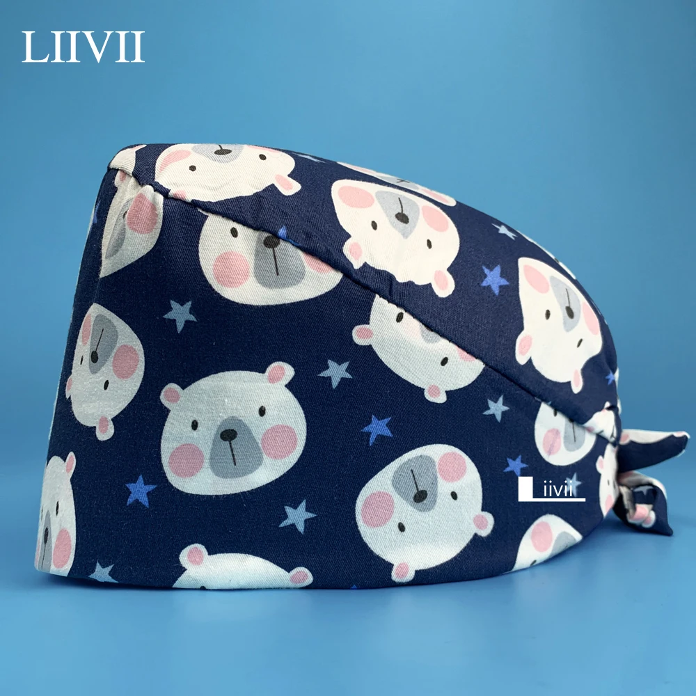 

Медицинская женская хирургическая шапка унисекс, головной убор для доктора, головной убор с животным принтом, шапка для салона красоты, шап...