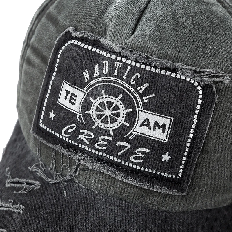 классическая кепка мужская и женская TEAM Letter Patch цвета вымытая из хлопка бейсболка