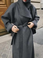high end large lapel aura king europe and the united states hepburn double sided cashmere coat woolen coat female 21 new