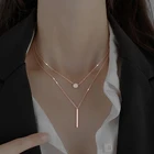 Многослойное ожерелье для женщин в эстетическом стиле, чокер в Корейском стиле с кристаллами, ожерелья, цепочка из розового золота, аксессуары, ювелирные изделия KBN061