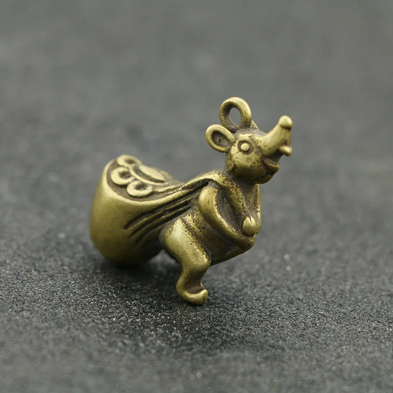 Vintage Creactive Mini Rat Mouse Statue Figurine Brass Charm Craft Keychain Pendant | Figurines &amp Miniatures