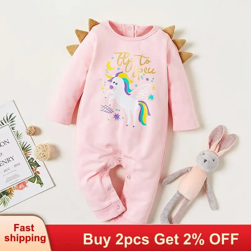Baby girls clothes Autumn Winter Cartoon Unicorn Boys Girls Clothes baby coat suit Infant Rompers Kids Clothing coats | Мать и ребенок