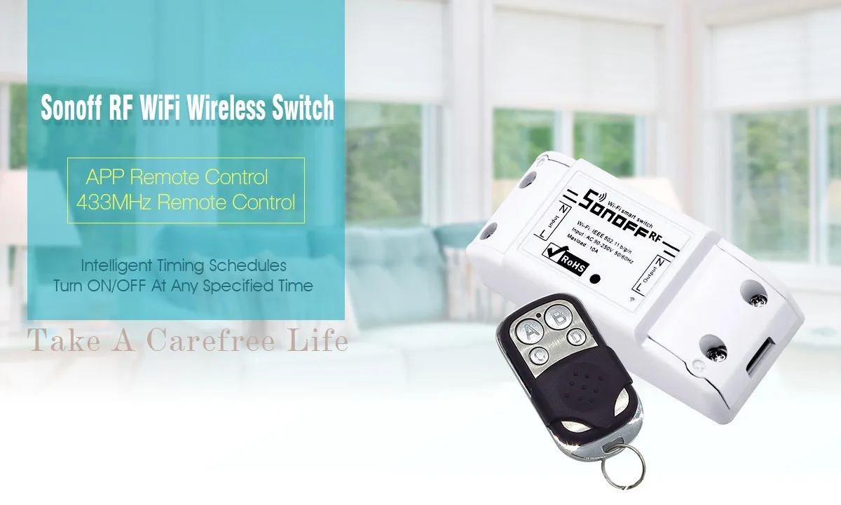 Беспроводной смарт-выключатель Sonoff Rf-wifi 433 МГц модуль контроллера света работает
