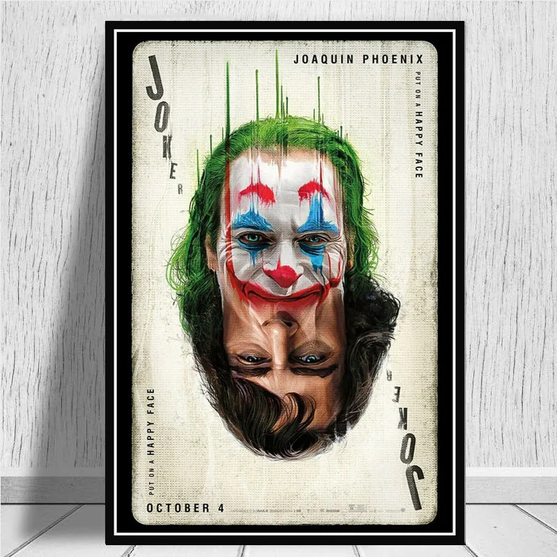 Печать плакатов плакат с джокером Хоакин Феникс фильм DC комическое Искусство Холст Картина маслом настенные картины для гостиной домашний декор - Цвет: Белый