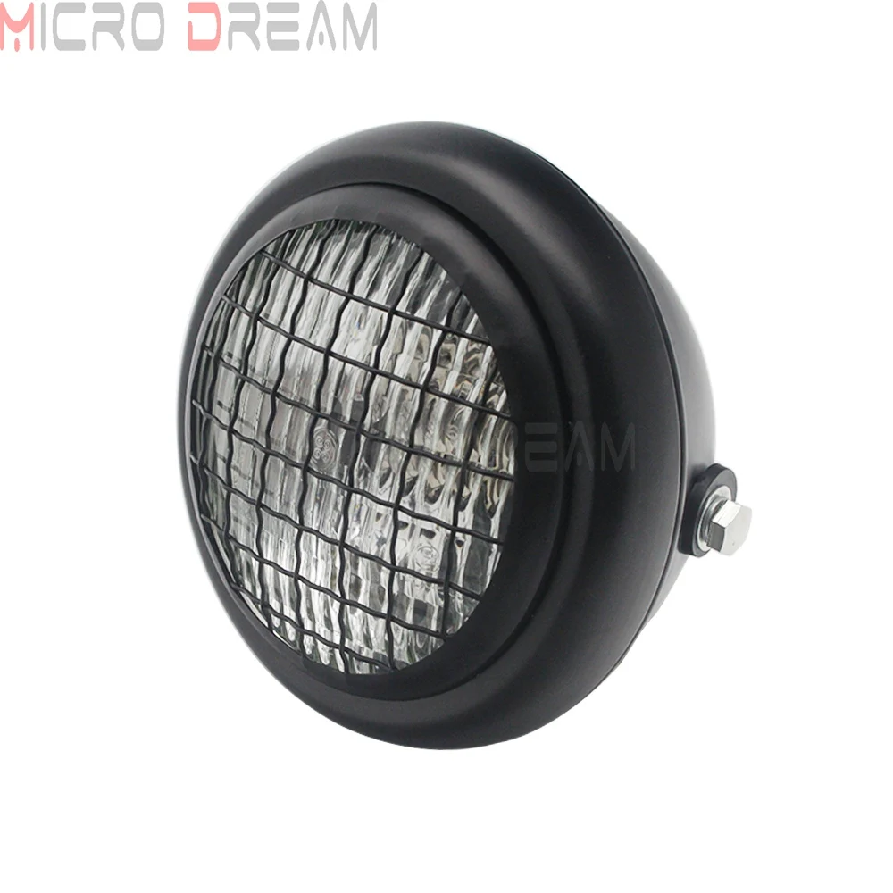 Мотоциклетный налобный фонарь Cafe Racer ретро фара 12 В сетчатый гриль ближнего и