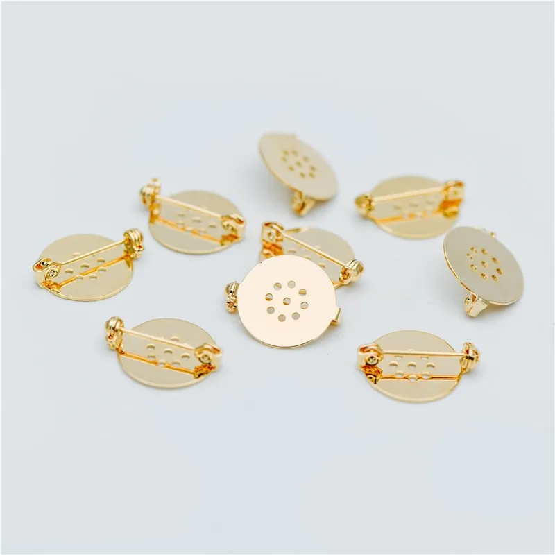 

100pcs 18mm Round Copper Brooch Base Pins Brooch Settings Blank Bezel Base For DIY Jewelry Finding