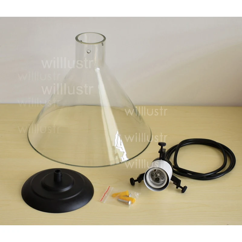 

Clear Glass Funnel Pendant Light Transparent Vintage Lamp Edison Filament Bulb American Restaurant Hotel Dinning Room Lighting