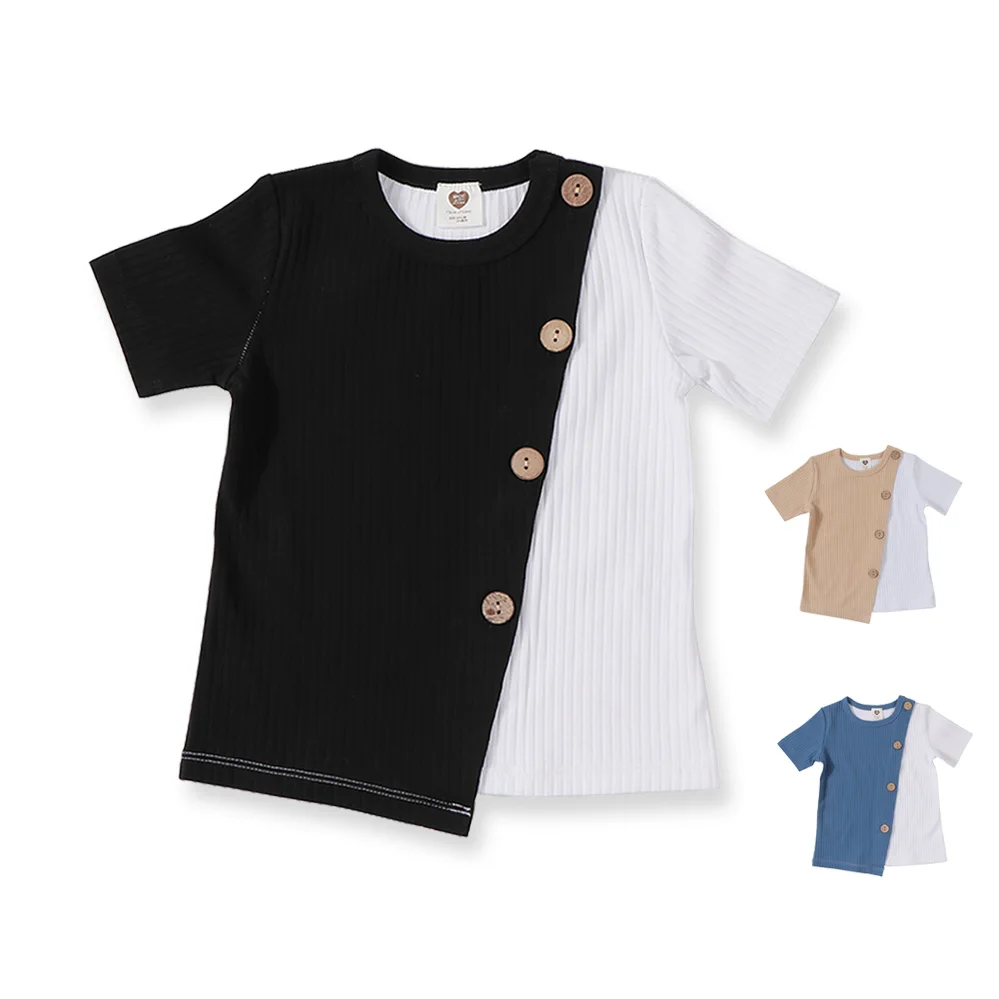 Детская одежда модная контрастная детская футболка для малышей хлопковый топ