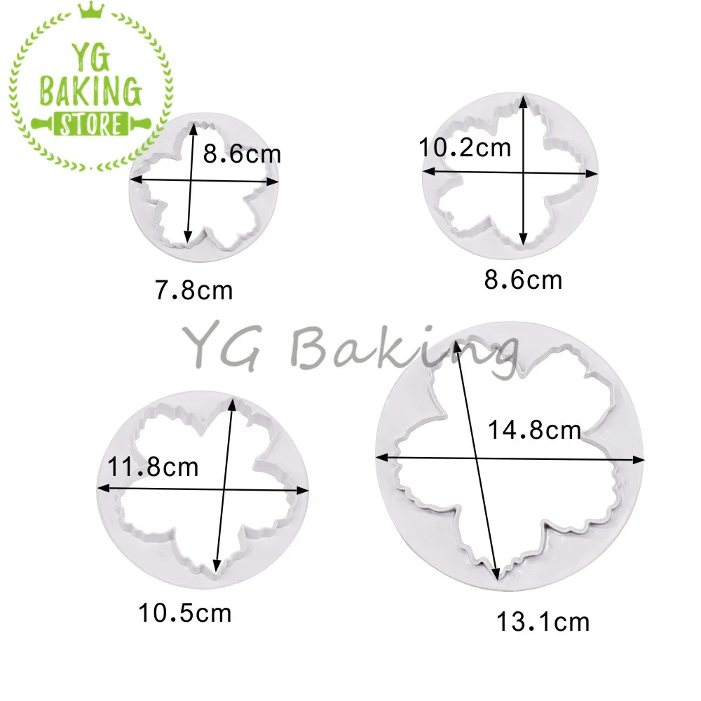 4pcs/Set Peony Flower Petal Shape Cutter Fondant Cake Sugar Paste Icing Cutting Tool Baking Accessories |