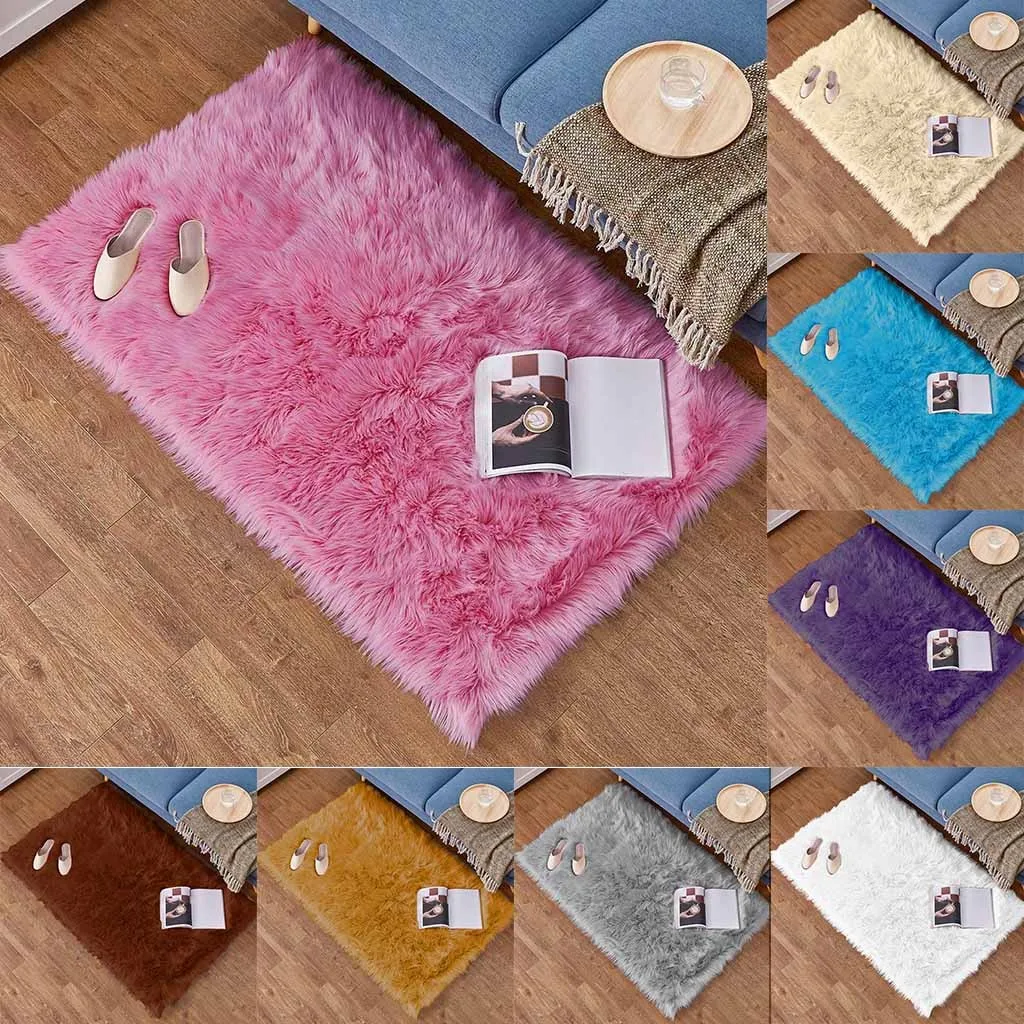 Роскошные прямоугольник квадратная скатерть мягкая искусственная шерсть овчины