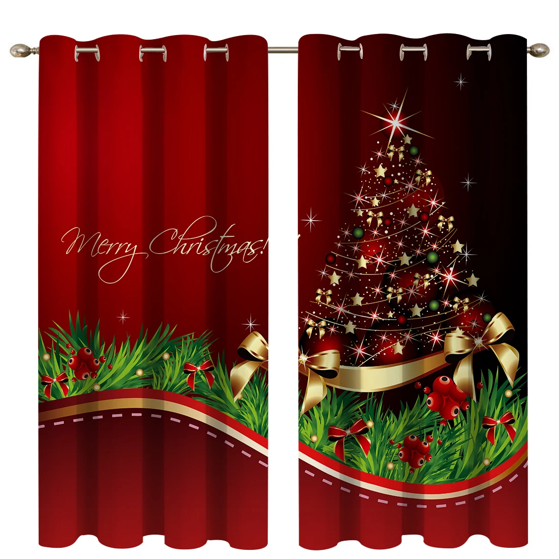 

Плотные тканевые занавески с рождественской елкой, шторы в скандинавском стиле для окон, светонепроницаемые шторы для спальни и гостиной, 2 ...