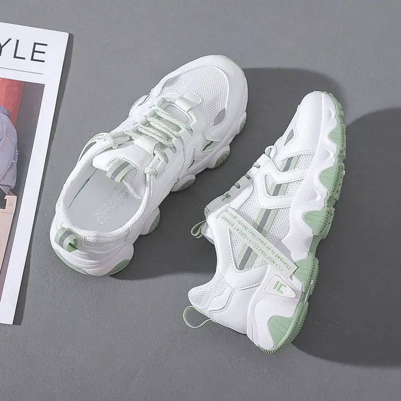 

Cute Women's Chunky Sneakers Thick Bottom Platform Vulcanize Shoes Fashion Breathable Casual Running Shoe for Woman Female