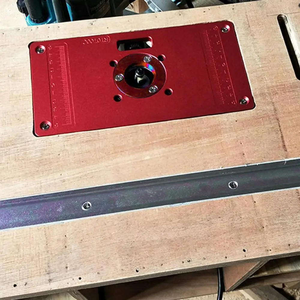 

Multifunctional Aluminum Router Table Plate w/ 4 Router Screws For Woodworking Trimmers Benches Routers Rings Insert A5R8