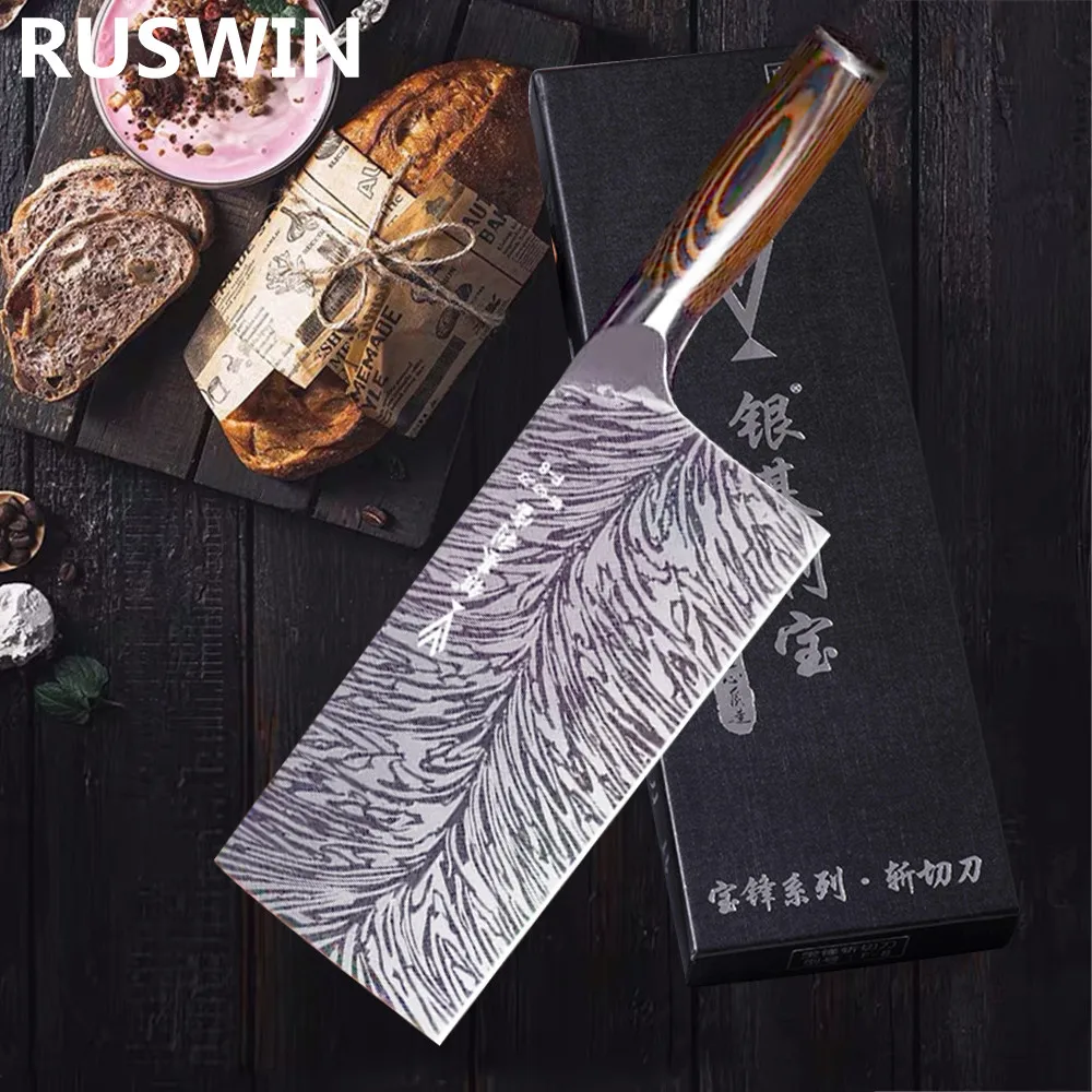 

Нож шеф-повара, лезвие для мяса, рыбы, нескользящий, цветная деревянная ручка, нож ручной работы, кухонный нож Couteau