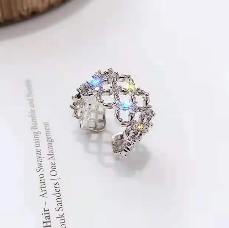 

Brillian Supernatural Mesh Opening Adjustable Size Ring Women Aesthetic Korean Style Bride Jewerly From Body Bt21Cheap Things