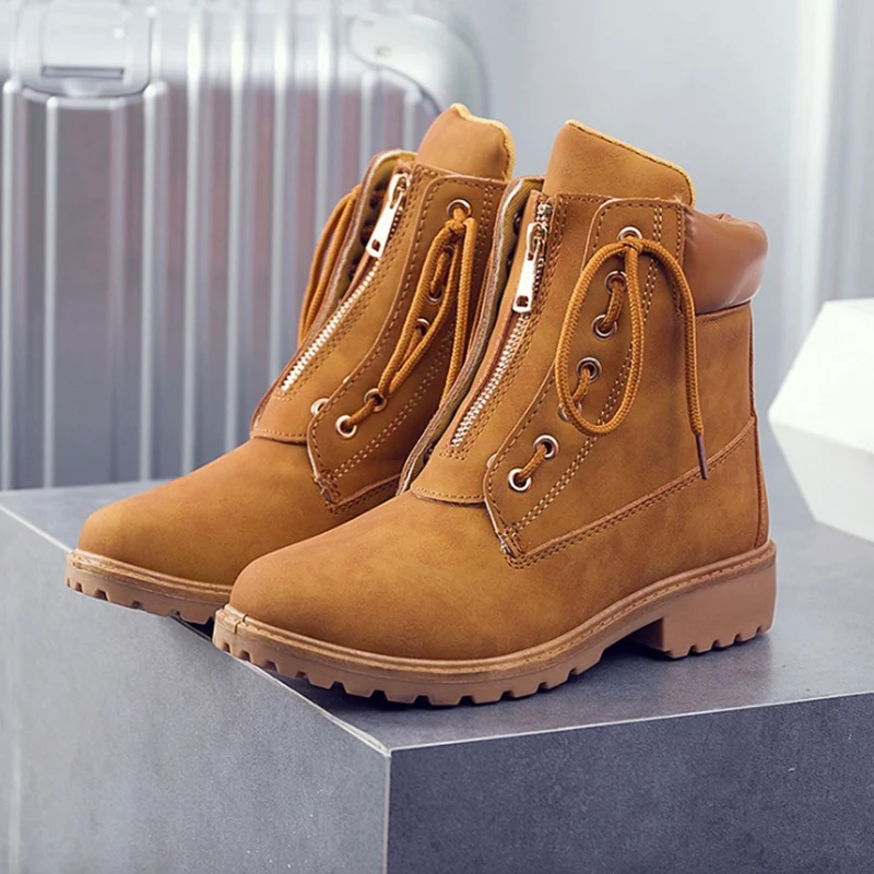 Женские ботинки 2018 ботильоны на низком каблуке Модные дышащие женские Ботинки