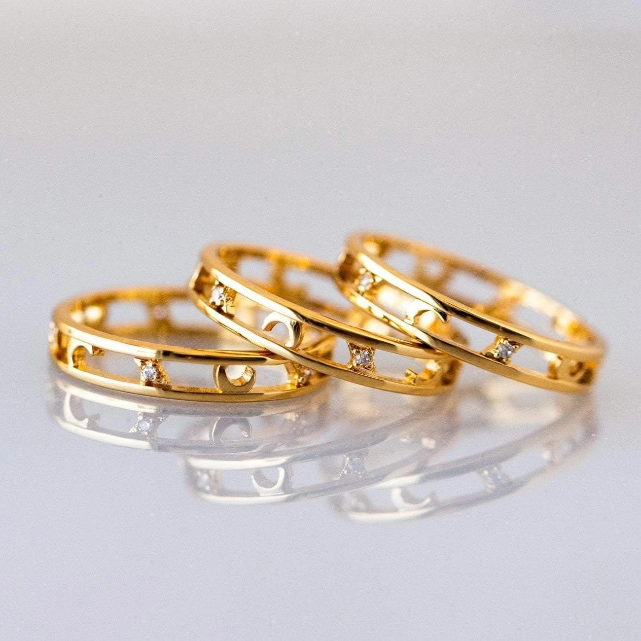 Женское кольцо из серебра 925 пробы с бабочкой Луной и звездой | Украшения