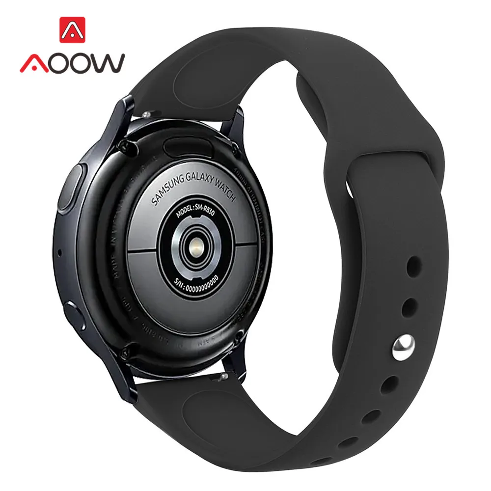 Black 20 мм 22 мм силиконовый ремешок для samsung Galaxy Watch Active 2 40 мм 44 мм 42 мм gear S2 S3 Active2 Amazfit huawei браслет Band Correa - Цвет ремешка: Black