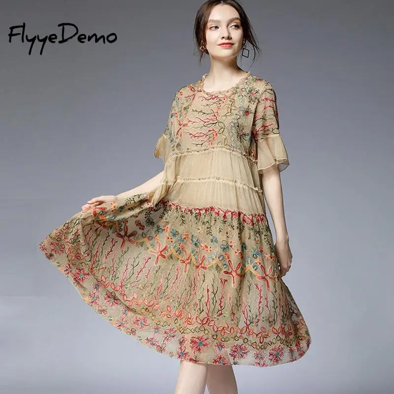 Лето 2020 высококачественное роскошное Новое Женское платье с оборками на шее