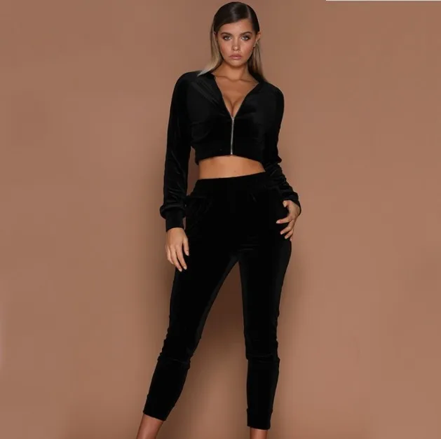 958 Black set Женский комплект, повседневный весенне-осенний комплект из двух предметов, толстовка с капюшоном, топы и штаны, спортивный костюм, женский комплект, эластичные на талии для отдыха, женская одежда, костюм - Цвет: 958 Black set