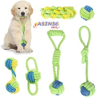8 pack pet soft supply dog toys dogs chew teeth clean outdoor training fun playing green rope ball toy for large small dog cat