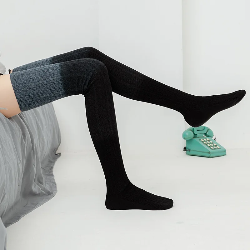 Female Long Knee Sock Women Autumn Winter Knitted Socks Womens Stockings Casual Cotton Thigh High Over Knee High Socks Girls